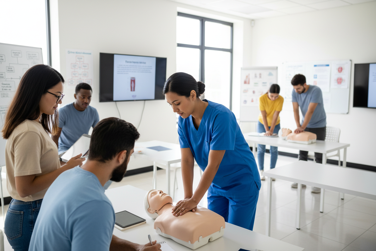 people practicing cpr